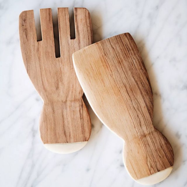 Connected Goods Wild Olive Wood Paddle Salad Servers