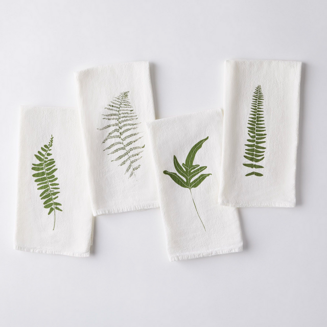Botanical Flour Sack Cotton Napkins (Set of 4) -- Wild Ferns