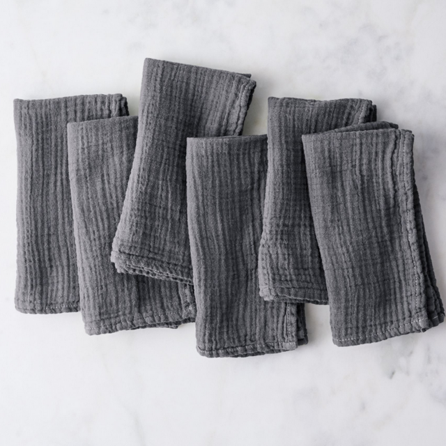 Cotton Crinkle Napkins (Set of 6) — SLATE