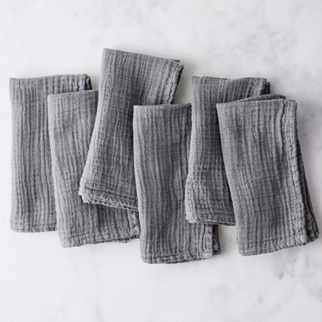 Cotton Crinkle Napkins (Set of 6) — STONE