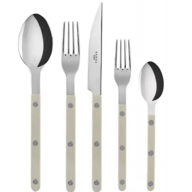 Bistrot Shiny Light Khaki 24-Pc Setting (6x: Dinner Knife, Dinner Fork, Soup Spoon, Tea Spoon), loaded