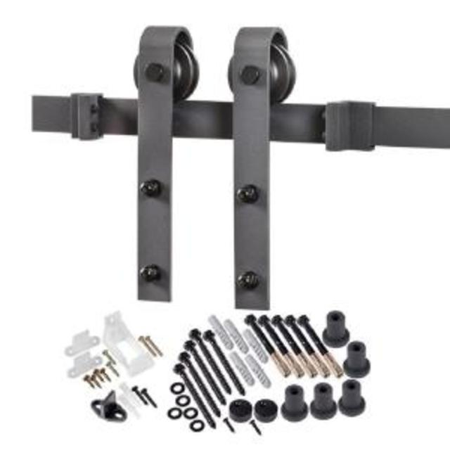 78.75 in. Matt Black Bent Strap Barn Door Hardware