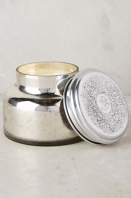 Giant Capri Blue Mercury Glass Candle (Volcano Scent)