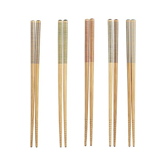 Set of 5 Striped Bamboo Chopstick Pairs