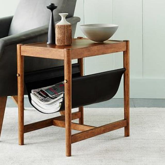 Leather Sling Side Table - Acorn