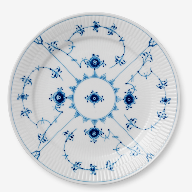 Blue Fluted Plain Plate, 25 cm