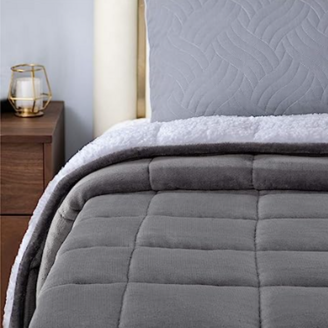 Uttermara Weighted Blanket Twin 15 Pounds for Adults 48x72 inches, Soft Plush Fleece & Cozy Warm Sherpa Weighted Blankets Great for Sleep & Calming, Twin Size Heavy Blanket for Couch Bed, Grey