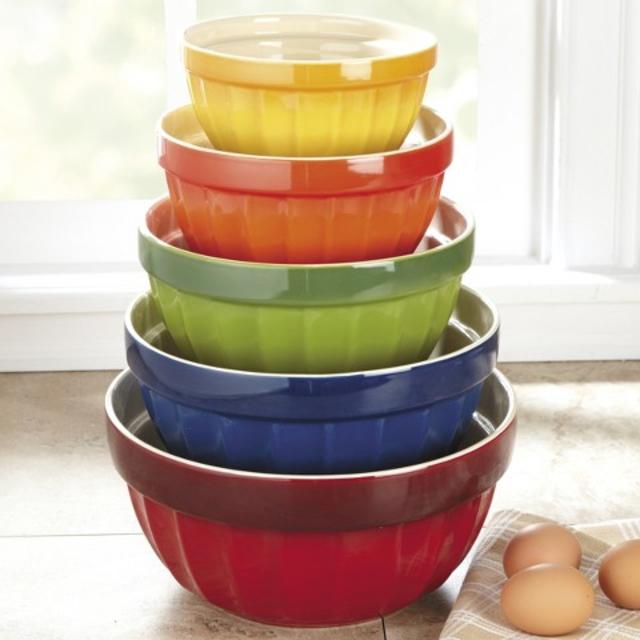 CHEFS 5-Piece Stoneware Mixing Bowl Set - Multicolor