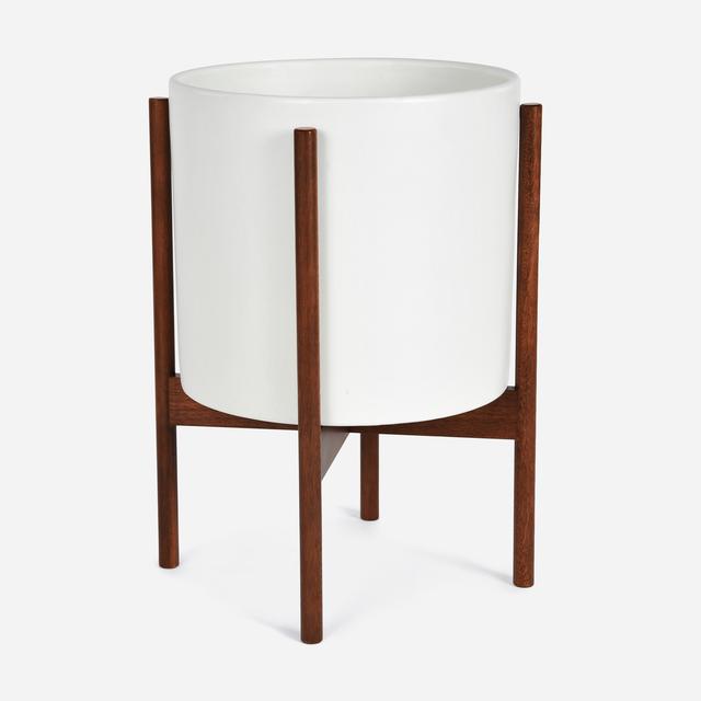 Case Study® Large Cylinder w/ Stand - White on Wood Base