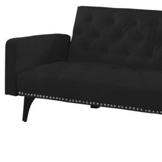 Modern Tufted Velvet Splitback Sleeper Futon Sofa w/ Nailhead Trim