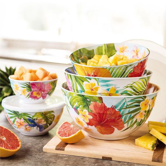 Melamine 10-Piece Bowl Set with lids Medallion Design