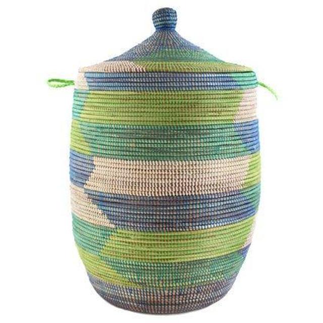 Woven African Laundry Clothes Hamper - Tropical Sea - Large