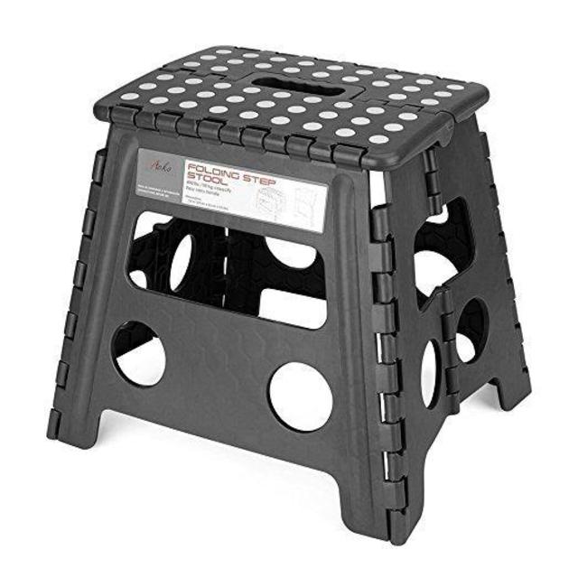 Acko Folding Step Stool - 13 inch Height Premium Heavy Duty Foldable Stool For Kids & Adults, Kitchen Garden Bathroom Stepping Stool (Black)