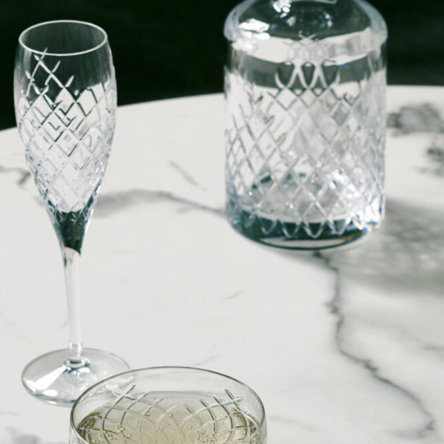 Barwell Cut Crystal Champagne Flute, Set of Four