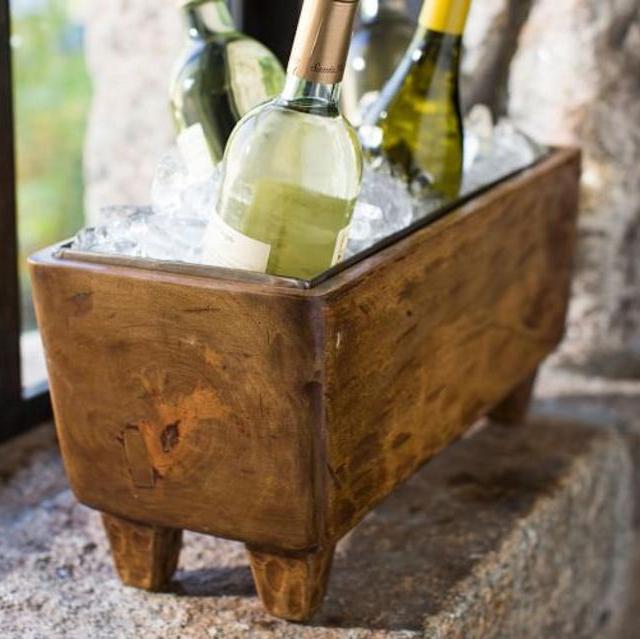 Blonde Wood Wine Trough