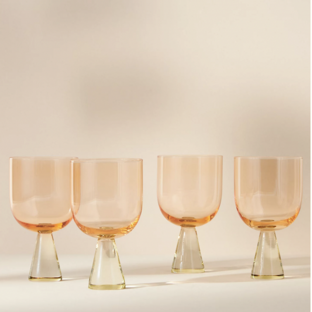 Ramona Wine Glasses, Set of 4 - Peach