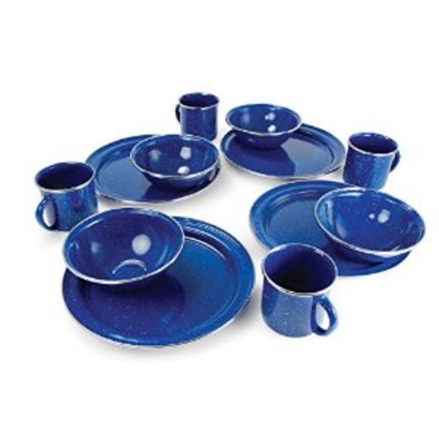 GSI Outdoor 12 piece blue enamelware table set