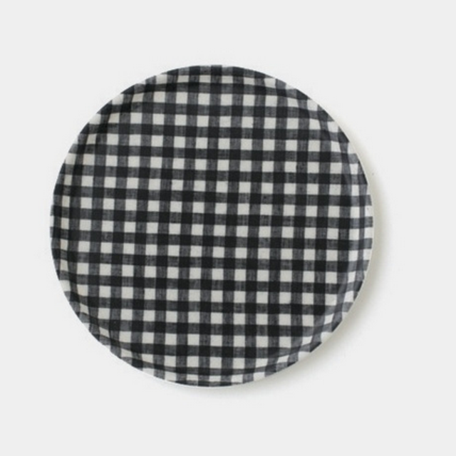 Linen Tray: Round Navy White Check