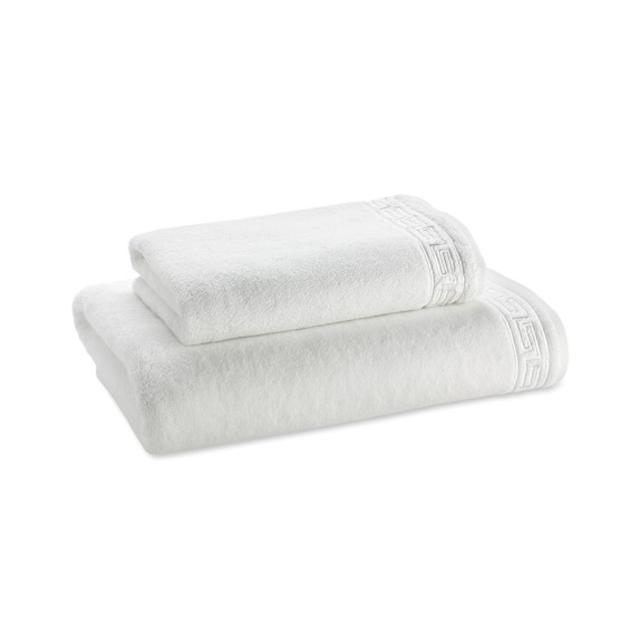 Greek Key Embroidered Towel, Bath, White