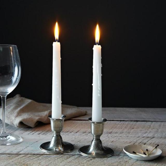Short Pewter Candlestick, Pair
