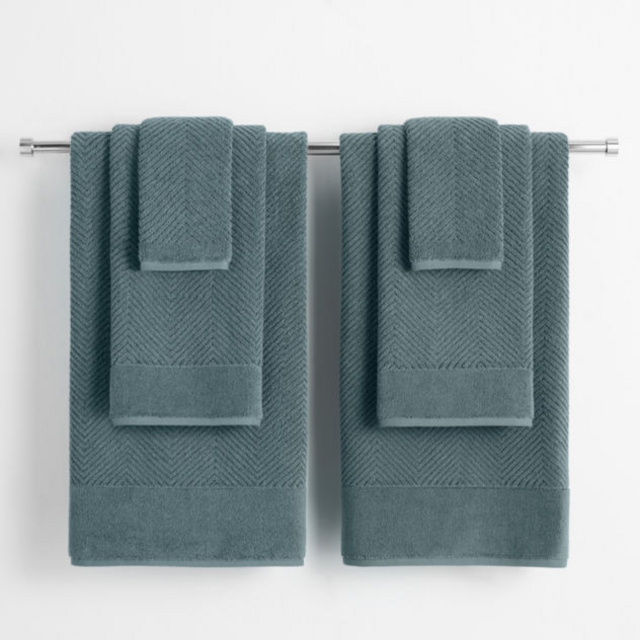 Bath Towel- Fieldcrest Luxury Egyptian Cotton Loops Sculpted in Mineral Blue