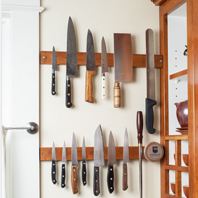 Magnetic White Oak Knife Strip