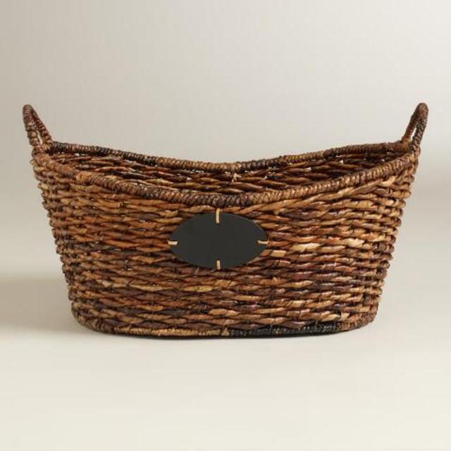 Large Oval Madras Chalkboard Basket
