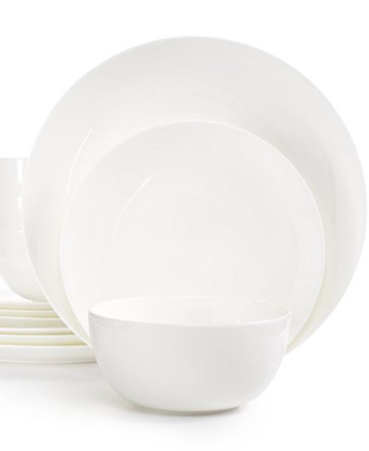 White Dinnerware, Bone China Coupe 12-Pc. Set, Service for 4