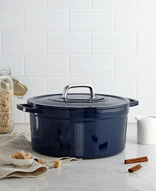 White Collector's Enameled Cast Iron 8 Qt. Round Casserole