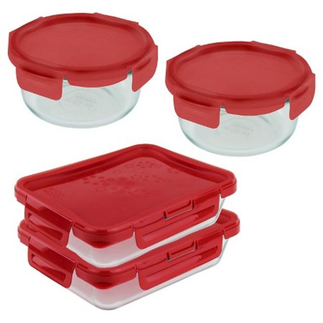 Pyrex 1 Cup 8 Piece 4-Lock Premium Storage Set
