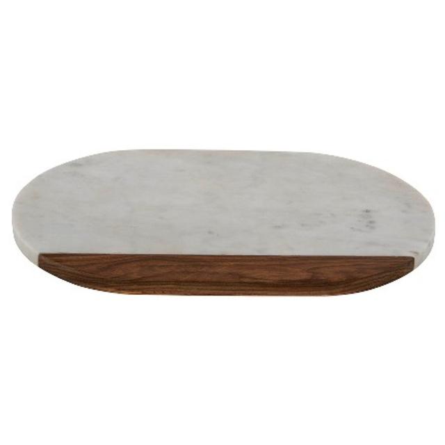 Thirstystone Oval Marble and Wood Serving Board - White/Brown