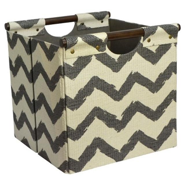 Pandan Woven Cube Storage Bin 13" - Gray Chevron - Threshold™