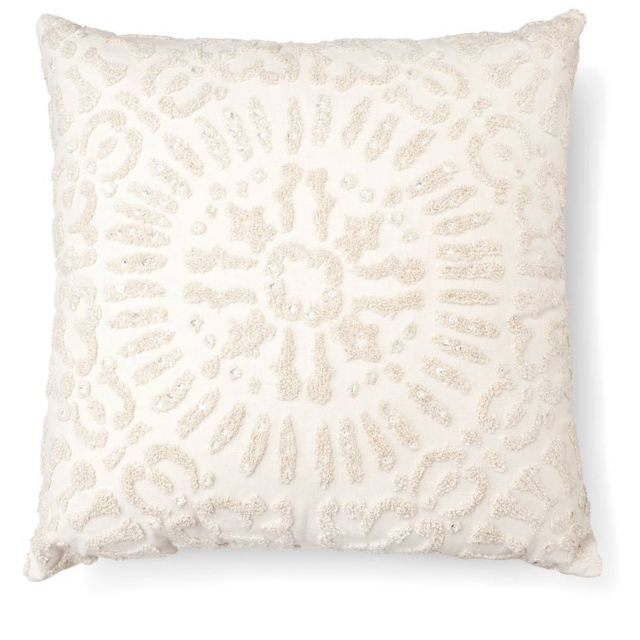 Embellished Medallion Square Decorative Pillow (18"x18") Cream - Threshold™