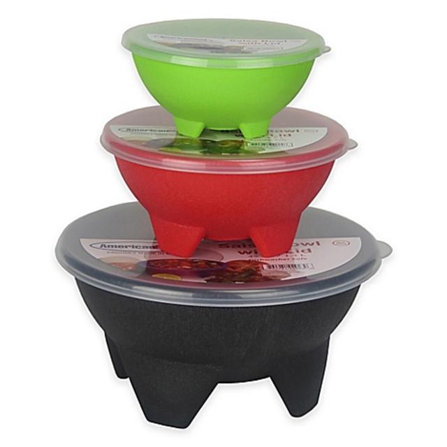 Salsa Bowls with Lids (Set of 3)