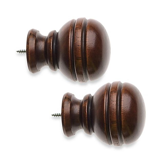 Cambria® Classic Wood Orbit Finial in Dark Brown (Set of 2)