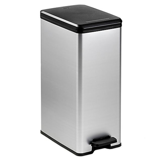 Curver 40-Liter Slim Metallic Trash Can in Silver
