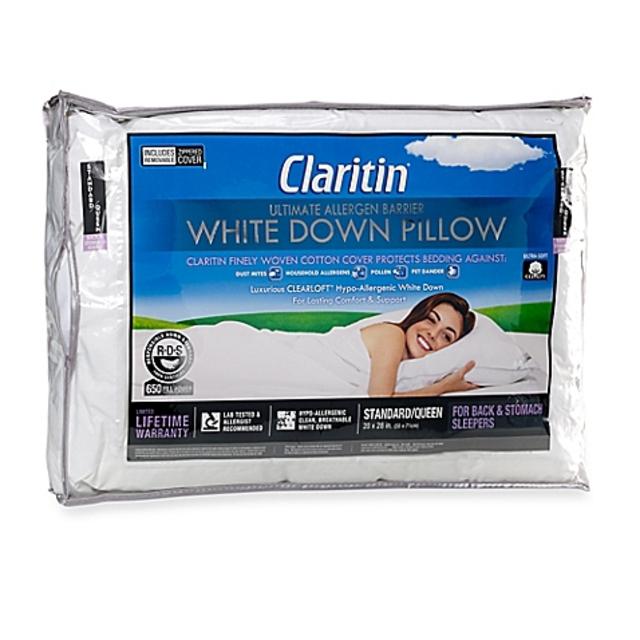 Claritin™ Down ClearLoft™ Standard/Queen Cotton Back/Stomach Pillow in White
