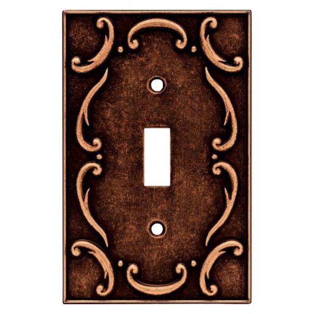 Brainerd French Lace Single Switch Wall Plate - Sponged Copper