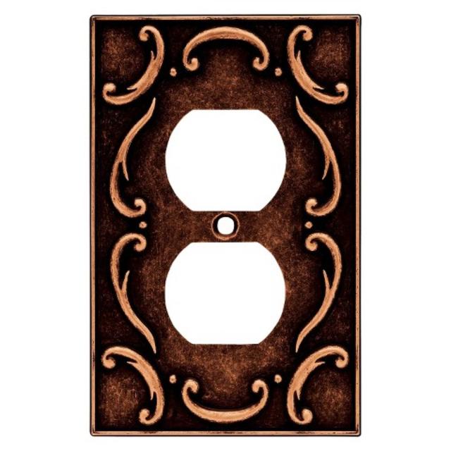 Brainerd French Lace Single Duplex Wall Plate - Sponged Copper