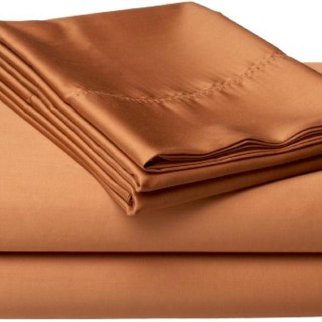Wamsutta 525 Thread Count Pima Sateen Queen Flat Sheet, Copper