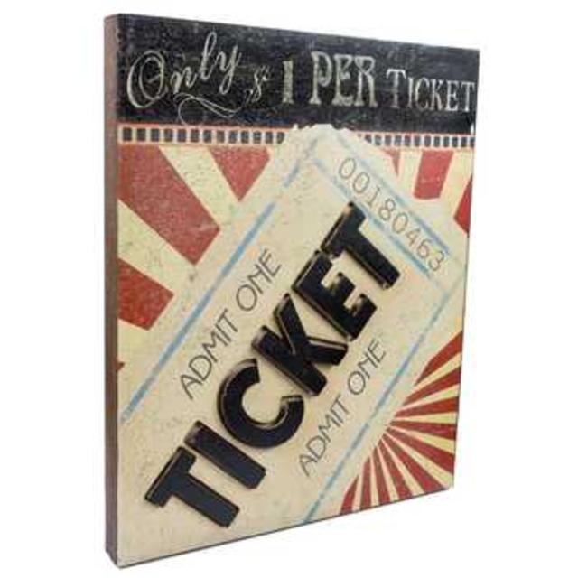 Assorted Ticket or Popcorn 3-D MDF Wall Decor