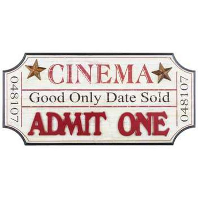 Cream & Red Cinema Ticket-Shaped Wall Decor