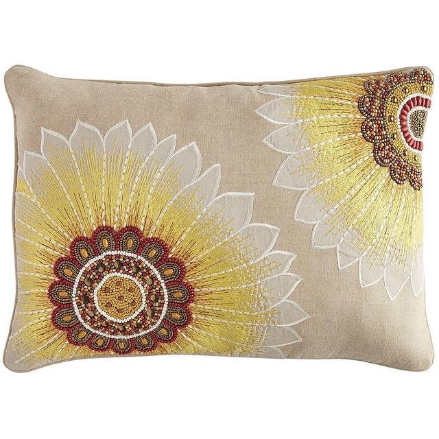Beaded Sunflower Lumbar Pillow