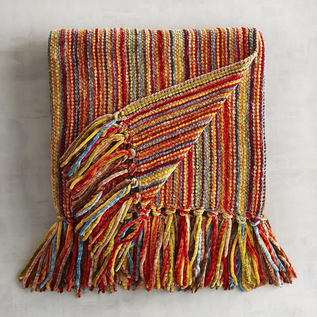 Chenille Streamers Striped Throw