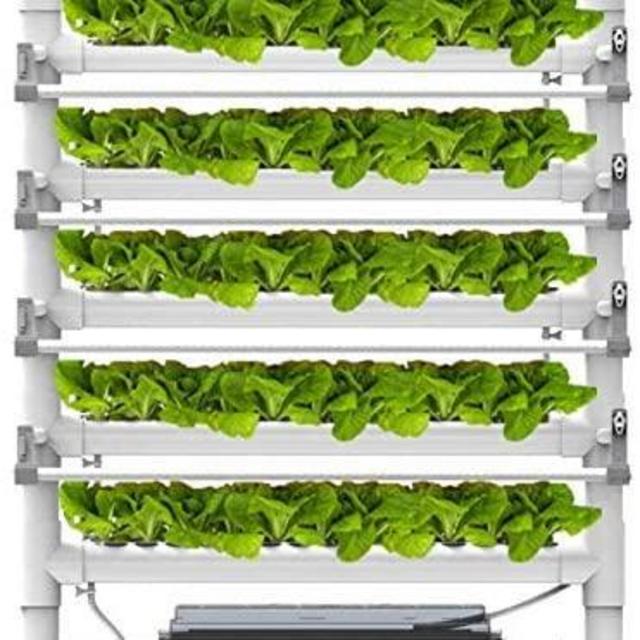 OPCOM Farm GrowWall - 75 Pot Vertical Hydroponic Growing System - All Year Round Indoor Farming - Height and Angle Adjustable LED Lights with Starter Kit Included