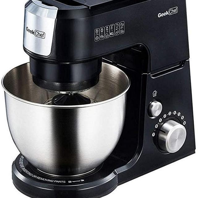 Geek Chef GM25B 2.6 Quart 7 Speed Tilt Head Stand Mixer Bundle, Black with Food Processor Chopper Attachment