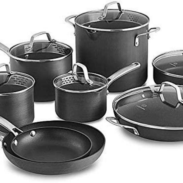 Calphalon Classic Nonstick Hard-Anodized 14-Piece Cookware Set, Grey