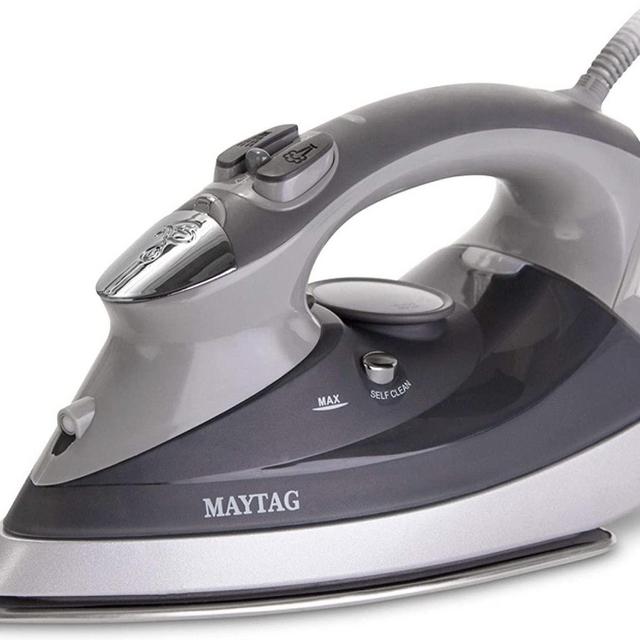 Maytag M400 Speed Heat Steam Iron Vertical Steamer with Stainless Steel Sole Plate, Self Cleaning Function + Thermostat Dial