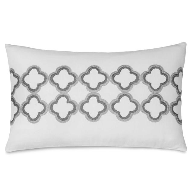 Jill Rosenwald Quatrefoil Oblong Throw Pillow in White/Grey