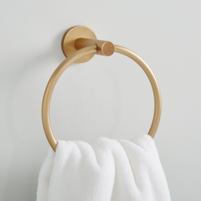 West Elm Modern Overhang Towel Ring, Antique Brass